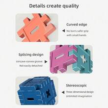 120pcs Colorful Square Building Blocks, Can Build Large House, Comes With Storage Bag, Educational Design Toy, DIY Creative Large House Building Block Toy, Perfect For Halloween Or Christmas Gift, Size 3.6cm, Random Color. - Multicolor - View 5