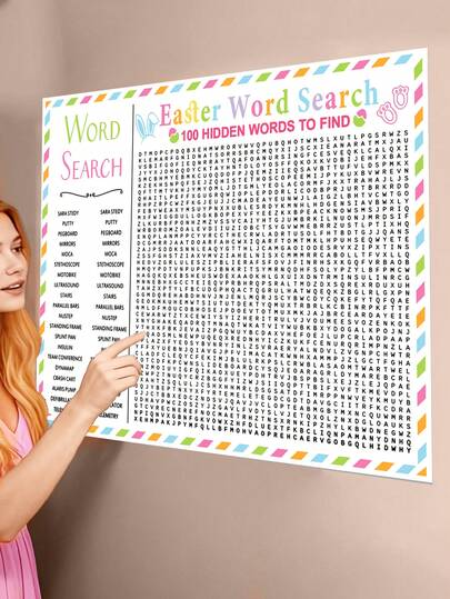 Happy Easter Game Poster - Happy Easter Crossword, Party Word Search, Oversized Interactive Puzzle, Fun Family Activities, Simple And Entertaining Party Games, Add Fun To Gatherings With Friends And Classmates, Great For Decoration And Gifting, Perfect Happy Easter Gift For Friends