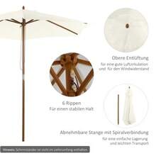 White Garden Parasol, 2.5m Diameter, 3 Tiers, Made Of Bamboo And Polyester, Ideal For The Garden And Terrace. Optimal Sun Protection. - B - View 4