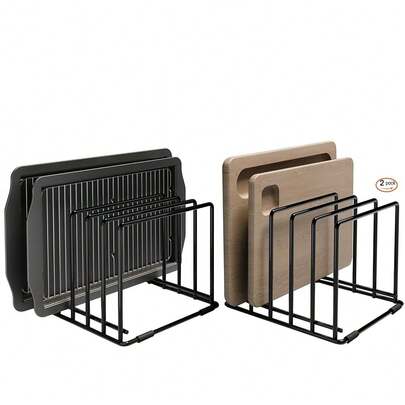 2-Pack Dish Rack & Cutting Board Organizer – 5-Tier Metal Rack For Cutting Boards, Bakeware, Trays – Space-Saving Kitchen Storage, Rust-Resistant Dish Organizer For Cabinets, Countertops & Pantry