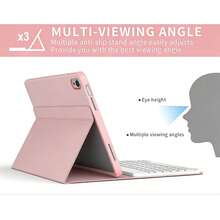 TenYide Funda protectora tipo libro para tableta, estuche de teclado de cuero, teclado Bluetooth ultrafino + funda protectora para tableta con soporte, anti-caída/golpes/polvo/huellas dactilares, estuche de teclado compatible con tabletas de la 5ta a la 11va generación, iPad Pro 11"/12.9"/13", iPad Air 1/2/3/4/5/6/11"/13", batería y cubierta desmontable para teclado inalámbrico, compatible con modelos de la serie Galaxy Tab / Pad - Rosa - Ver 1