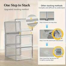 6/24Pcs Large Shoe Organizers Storage Boxes For Closet, Clear Plastic Stackable Storage Bins With Lids, Under Bed Shoe Containers For Entryway, Drop Front, Fit Up To Women's Size 10 - 混合色 - 查看 8