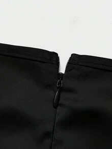 QUNGIGU Đầm satin thanh lịch dành cho nữ, thắt eo, có mũ, tay áo, cổ tròn, thích hợp cho phù dâu, dạ hội, tiệc tối trang trọng, đám cưới. - màu đen - Xem 9