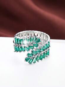 1pc Creative Wheat Ear Shaped Design Zirconia Inlaid Adjustable Ring For Women - Multicolor - View 13