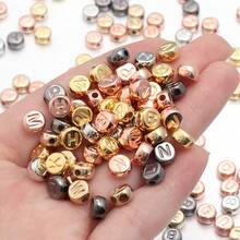 100颗高品质CCB电镀银色混合字母隔珠，扁平圆形散珠，适合DIY珠宝制作、手工手链项链等。 - 扁圓形 - 查看 3