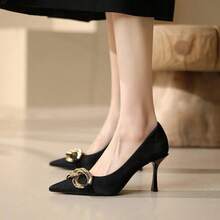 Tacones altos franceses para mujeres 2026, nuevo diseño de stiletto con punta afilada, estilo elegante de socialité, zapatos individuales - Negro - Ver 2