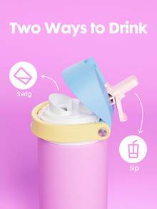 Meoky 18oz Vacuum Insulated Water Bottle with 2-in-1 Straw and Spout Lid, Insulated Cup, Keep Cold 24H, Leak-Proof, Fits in Car Cup Holder, Stainless Steel Tumbler for Sports, Travel, and School - 淺粉色 - 查看 3