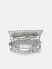 2026 New Woven Handbag, Elegant One Shoulder Flap Bag, Minimalist Tote Bag, Versatile Luxury Chic Bag - Silver - View 3