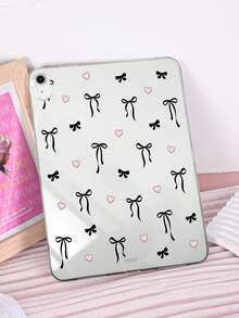 Custodia morbida in TPU rosa e nera con fiocco nero e motivo a cuore, compatibile con Mini 1/2/3/Mini 4/Mini 5/Mini 6/Mini 7/Air/Air 2/9.7/10.2/10.5/Air 4/Air 5/10.9/Pro 11-Pollici/10a Gen/Air 11-Pollici (M3) 2025/Pad (A16) 11 Pollici 11a Generazione 2025, A7/A8, leggera, ultra sottile, elegante/personalizzata/creativa/carina, custodia protettiva singola in TPU per tablet, custodia trasparente per tablet, senza slot per penna, regalo per la Festa della Donna - Multicolore - Visualizzare 3