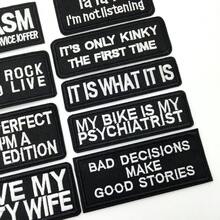 9pcs Embroidered Patch Iron On Black White Letters, Sew On DIY Clothing Patches For Jacket Backpack Hat Denim, Washable Reusable Slogan Patches Set - F - View 6