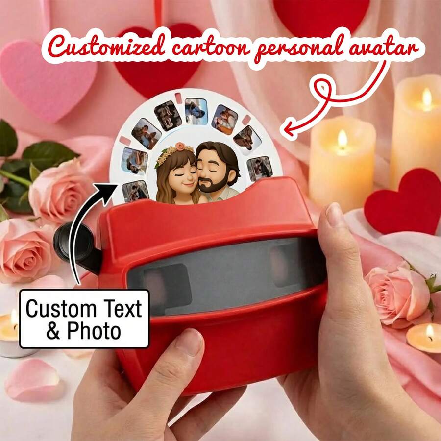 1 Piece, Handcrafted Retro-Style Slide Projector, Red/Black/Film Slides, Custom DIY Viewfinder, Valentine's Day/Anniversary/Wedding/New Year/Party Customized Photo Gifts, Nostalgic Keepsakes, Birthday, Anniversary, Valentine's Day/Thanksgiving/Mother's Day/Father's Day Gifts, Retro Couple Keepsakes, Wedding Gifts, And Other Customized Photo Gifts.