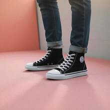 Women's High-Top Sneakers, Casual Star Shoes, Comfortable And Lightweight - 黑色 - 查看 5