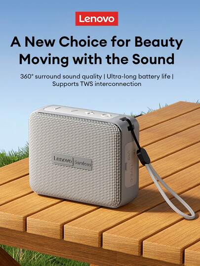  Lenovo HD108 Mini Bluetooth Speaker, 360° Surround Sound, High-Quality Music, Long Battery Life, TWS Pairing, Hanging Strap, Portable For Outdoor & Home Use, Compatible With Smartphones & Computers, Ideal Gift