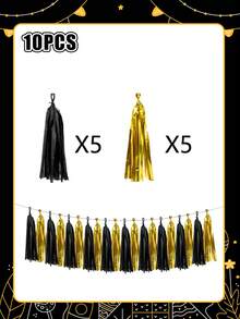 Bộ cờ tua rua đen vàng bán chạy nhất mùa tốt nghiệp năm 2026, trang trí tường chụp ảnh tiệc sinh viên, phông nền lễ tốt nghiệp, đạo cụ chụp ảnh tạo không khí lễ tốt nghiệp. - vàng đen - Xem 8