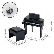 一套 1:12 比例迷你钢琴及琴凳 - 优雅黑色三角形钢制模型，高品质塑料材质，适用于娃娃屋装饰，可作微缩家具、娃娃屋配件、微缩装饰、娃娃屋摆设、娃娃屋、乐器配件、音乐装饰 - 彩色 - 查看 5