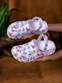 新款女士花园鞋，可调节宽松平底鞋，卧室/旅行/沙滩毛绒拖鞋，包头拖鞋 - 彩色 - 查看 3