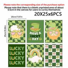 1/6件套圣帕特里克节趣味帆布海报，爱尔兰幸运数字墙饰。时尚绿色墙画。圣帕特里克节装饰。房间海报，家居装饰，房间美学装饰，浴室装饰，可选画框 - 多色 - 查看 16