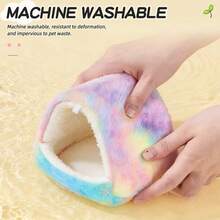 ITANDME 豚鼠藏身处 温暖鸟巢 蓬松鹦鹉笼床 悬挂式小型动物吊床 毛绒小窝 鹦鹉隐蔽小屋 刺猬藏身处 小型宠物藏身处 适合小型动物 - 彩色 - 查看 7