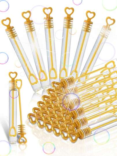 12/24/48/72pcs Gold Heart Bubble Wands Without Liquid, Party Favors For Holidays, Celebrations, Cheering Toys & Games