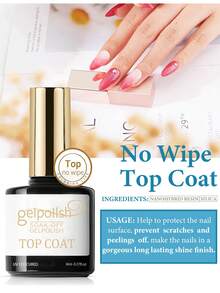 GELPOLISH 3-Piece Set: Base Coat, Top Coat & 7-In-1 Nail Care Kit, Provides Glossy & Long-Lasting Effect, No Wipe Top Coat, LED Lamp Curing, DIY Nail Design, Valentine's Gift For Her - 無色 - 查看 5