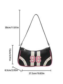 New Fashionable Versatile Textured Chain Shoulder Bag, Underarm Handbag For Women - Black - View 5