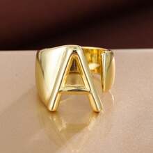 1pc Minimalist Plain Letter Design Adjustable Open Ring For Women - Multicolor - View 1