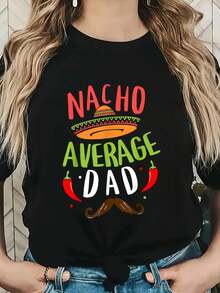 Camiseta de Nacho, Papá Promedio, Papá Mexicano, Cinco de Mayo, del Padre - Negro - Ver 1