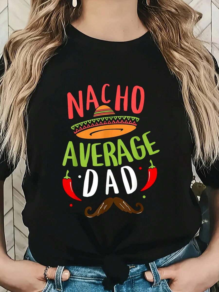 Camiseta de Nacho, Papá Promedio, Papá Mexicano, Cinco de Mayo, del Padre - Negro - Ver 1