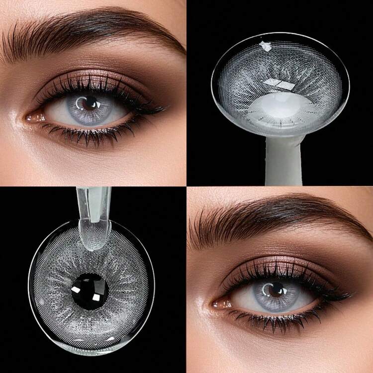 Leermoo 1 Cặp Kính Áp Trấu Màu Xám Tự Nhiên, Đường Kính 14.20mm/14.5mm, Độ Cong Cơ Bản 8.6mm, Dùng Một Lần Trong 6 Tháng, Đồng Tử Nhỏ, Thích Hợp Cho Tháng Ramadan, Quà Tặng Đặc Biệt Cho Ngày Valentine, Làm Đẹp Mắt, Phù Hợp Cho Mắt Sáng Và Tối Màu - Gợi lên màu xám - Xem 8