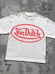 Men's Double Sided Printing T-Shirt |   NeonDrift Van Dutch Dragon Graphic Tee |   100% Cotton Soft Skin-Friendly Unisex Top |   Classic Americana Vintage Streetwear |   Gift For Spring Festival Valentine's Day |   Car Enthusiast Casual Wear - 白色 - 查看 2