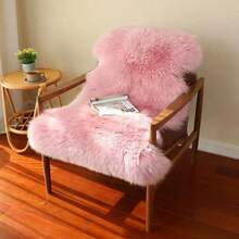 1件仿毛皮椅套，白色/米色蓬松地毯，柔软绒毛地毯，适用于卧室，长毛地毯，适用于客厅，厚实保暖地毯，适合秋冬季节 - 彩色 - 查看 1
