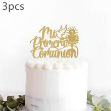 1个/3个/6个金色十字架洗礼圣餐蛋糕装饰，适用于婴儿派对、生日、洗礼派对蛋糕和甜点装饰 - 多色 - 查看 14