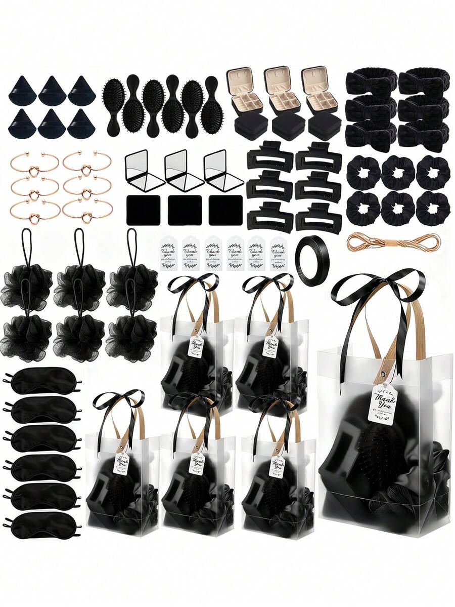 74 Pcs Wedding & Party Favor Supplies | Bridal Shower Gift Set | Includes Headbands,,Puff | Multi-Color - J - 查看 1
