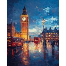 1幅成人DIY数码油画套装，夜景，40x50厘米/16x20英寸无框画布 - 彩色 - 查看 11