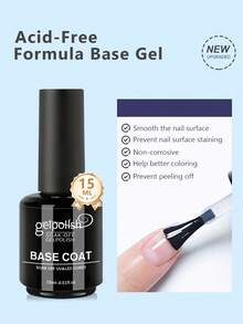 GELPOLISH 3pcs/Set 15ml Spring & Summer Base Coat, Glossy Top Coat And Matte Top Coat Nail Polish Set, Long-Lasting Shine, No Wipe Top Coat, Suitable For LED Lamp Curing, DIY Nail Art Design, Valentine's Day Gift For Her - 無色 - 查看 2