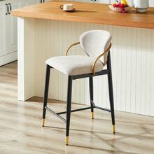 Barstools - Black + Gold + Light Brown + Fabric - View 5