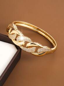 1件个性化宽链设计立方氧化锆镶嵌女士时尚手链 - 彩色 - 查看 3