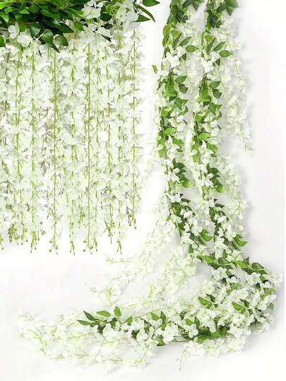 71英寸人造紫藤花藤，紫藤花环装饰，适用于婚礼拱门、派对、花园、家居墙壁、阳台、情人节、母亲节、春季等场合。