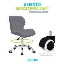 Silla Oficina Giratoria Estetica Linium Vinipiel - Café - Cuero Sintético - Gris - Ver 6