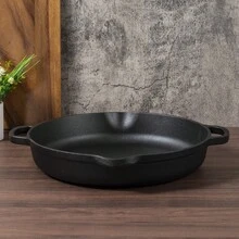 14 Inch Black Non-Stick Cast Iron Skillet - Durable Versatile Pan For Searing Sautéing Baking | All Stove Compatible (Stovetop/Oven/Campfire) - Default - View 9