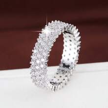 1pc Fashion Geometric Triple-Row Cubic Zirconia Inlaid Ring For Women - Multicolor - View 14
