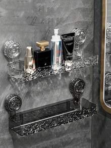 Suction Cup Wall Mounted Shelf, No-Drill, Damage-Free, Bathroom Vanity Storage Organizer - Multicolor - View 8