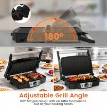 SUPERLEX Bbq Gril Sandwich Maker 1500W, 180° Fully Open Design, Equipped With Non-Stick Cooking Plate, Equipped With Precise Temperature Control System, With Anti-Scalding Handle, Suitable For Making Kitchen Breakfast Sandwiches, Steak, Seafood And Panini - UK Plug(220-240V) - View 5