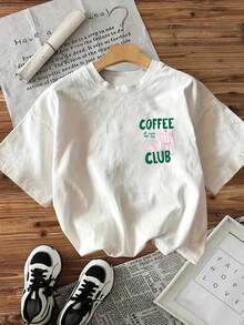 [Front And Back Double-Sided Print] Fresh Style Coffee Pot Text Coffee All Day Every Day Printed Short-Sleeved Crew Neck T-Shirt - White - View 2