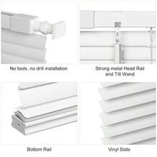 No Tools No Drill 1 Vinyl Mini Blinds, Cordless Blinds For Windows, Light Filtering Horizontal Window Blinds Amp Shades, 34 1 2 W X 48 H, White - Cordlesswhite3412Wx4 - View 4