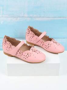 Giày bệt công chúa màu hồng cho bé gái với họa tiết hoa và khoét rỗng. - Hồng - Xem 3