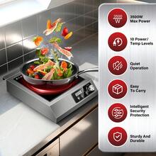 1800W Commercial Induction Cooktop: Features 10-Level Precision Power Control And Low-Noise Cooling For Home Chefs And Party Catering,With Knob And LCD Screen - Silver - View 5