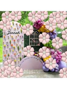 5pcs 18-Inch Pink Daisy Flower Foil Balloons, Decoration For Birthday Party, Festival, Anniversary - Multicolor - View 7