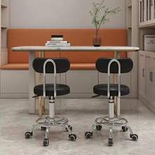 Taburete Hidráulico Ajustable para Salón de Belleza con Respaldo, Ruedas Giratorias de 360 Grados, Ideal para Terapeutas, Peluquería, Masajes, Arte de Uñas, Tatuajes, etc Taburete Redondo Giratorio, Se Puede Girar 360°, Cuenta con Respaldo, Adecuado para Salones de Belleza, Spas y Taburetes de Trabajo para Peluqueros, Diseñado para Prevenir el Enredado del Cabello, Equipado con Ruedas Esféricas de Aleación y Patas de Soporte Reforzadas - Negro - Ver 12