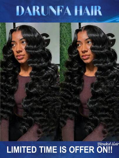 34 Inch 200% Density Glueless Wigs Blended Human Hair Pre Plucked Black Natural 13x4 HD Lace Wigs Body Wave Lace Front Wigs Human Hair For Women